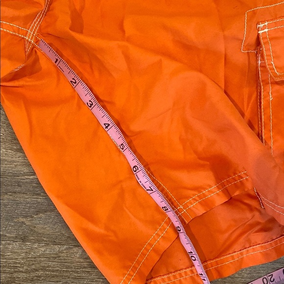 Bright Orange Cargo Shorts with White Accents - Picture 6 of 8